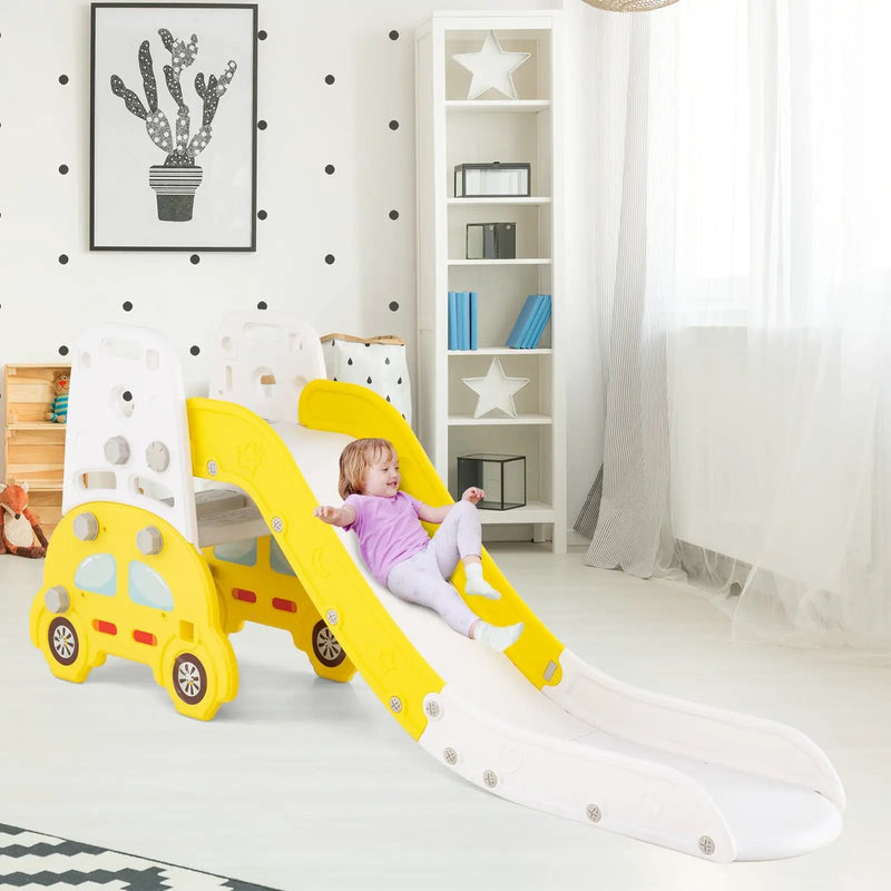 5 in 1 Convertible Toddler Slide Set Kids Art Easel with Stool and Book Rack by DirectDeals