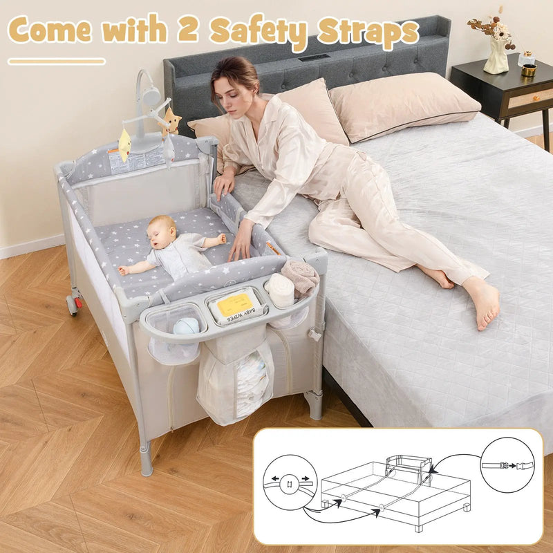 5-in-1 Portable Pack and Play with Diaper Changing Table by DirectDeals