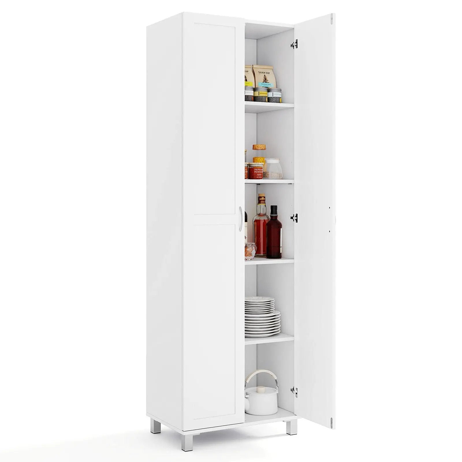 73.5 Inch Freestanding Double Door Tall Versatile Storage Organizer-White by DirectDeals