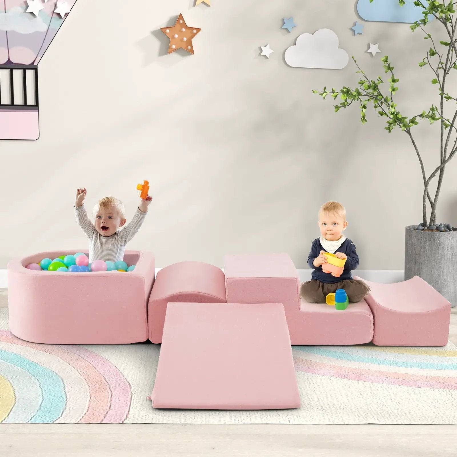 5-Piece Climb and Crawl Playset with Ball Pit for Kids by DirectDeals