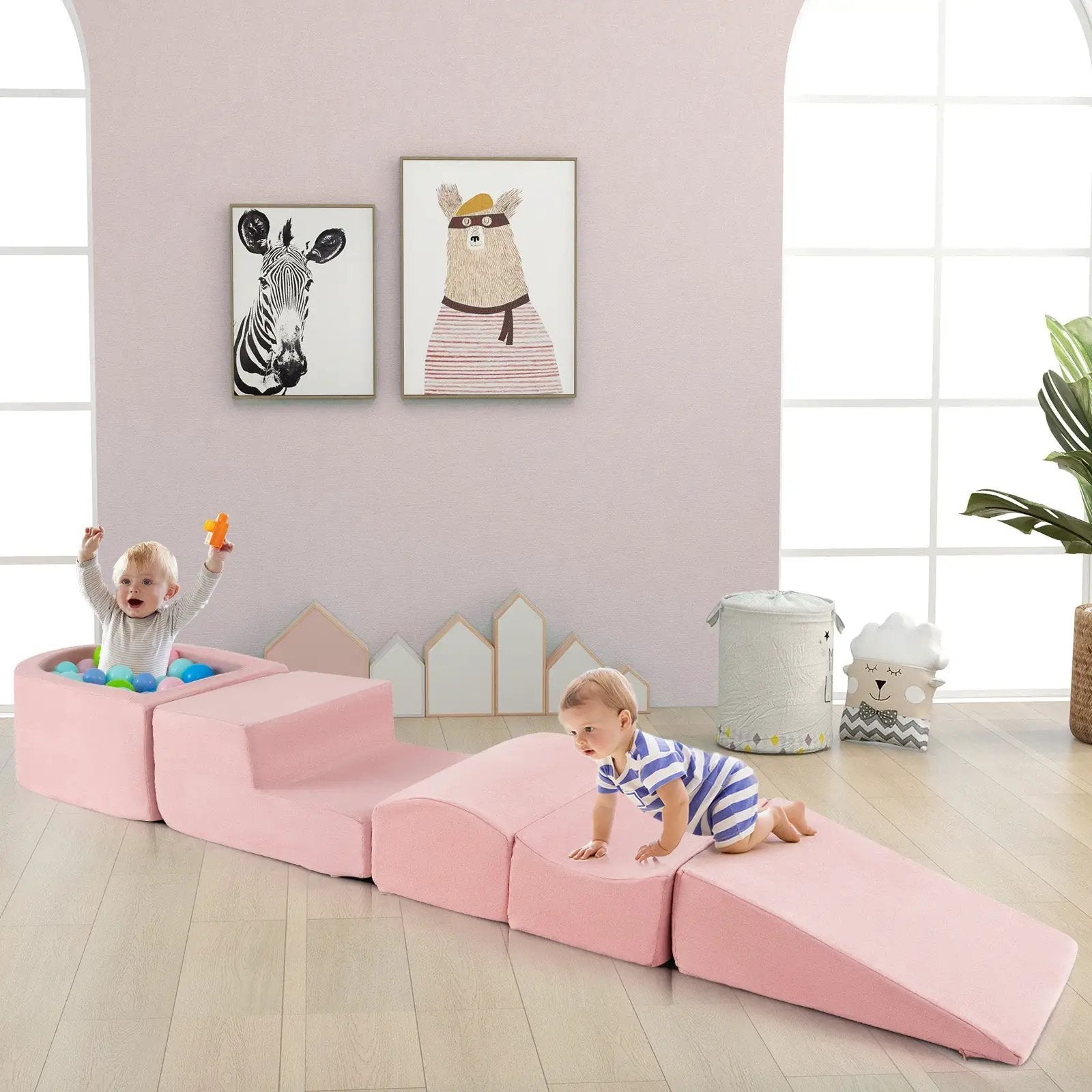 5-Piece Climb and Crawl Playset with Ball Pit for Kids by DirectDeals