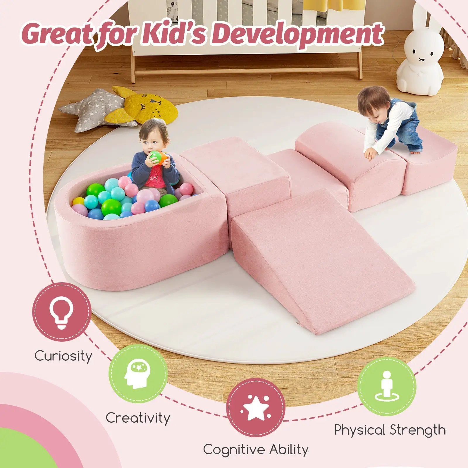 5-Piece Climb and Crawl Playset with Ball Pit for Kids by DirectDeals