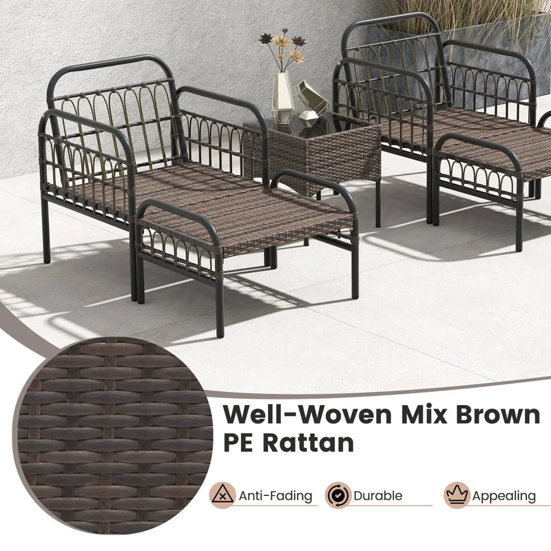 5 Piece Patio Conversation Set with Ottomans and Coffee Table by DirectDeals