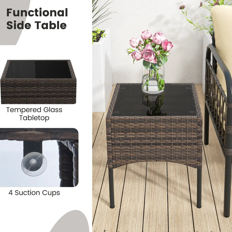 5 Piece Patio Conversation Set with Ottomans and Coffee Table by DirectDeals