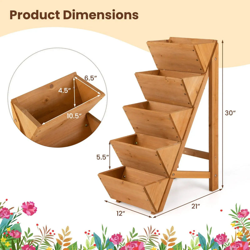 5-tier Vertical Raised Garden Bed Wood Elevated Planter Box with Legs by DirectDeals