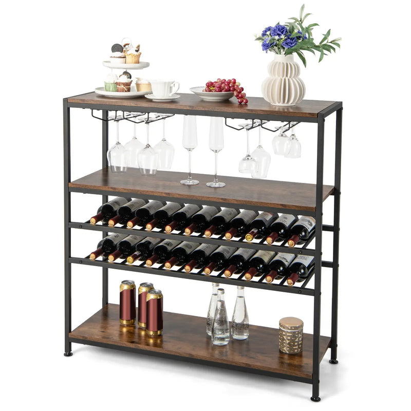 5-tier Wine Rack Table with Glasses Holder by DirectDeals