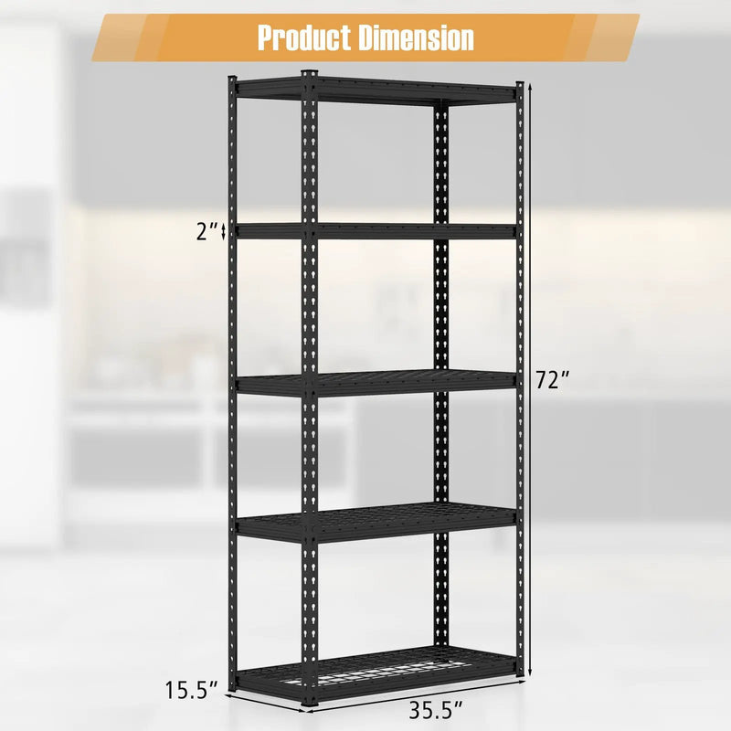 5-Tier Metal Shelving Unit with Anti-slip Foot Pad Height Adjustable Shelves for Garage-M by DirectDeals