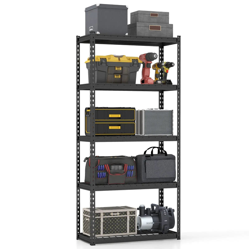 5-Tier Metal Shelving Unit with Anti-slip Foot Pad Height Adjustable Shelves for Garage-M by DirectDeals