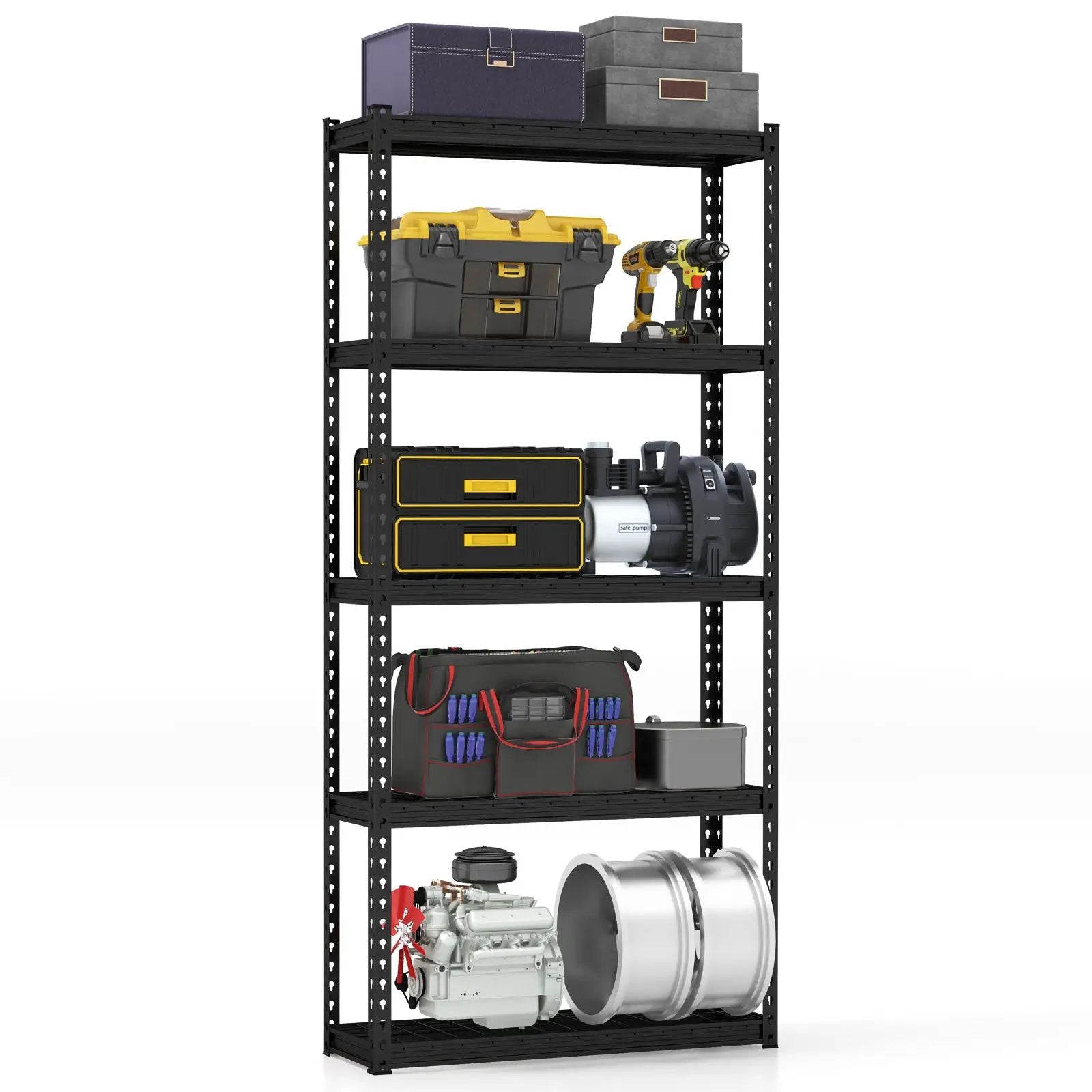 5-Tier Metal Shelving Unit with Anti-slip Foot Pad Height Adjustable Shelves for Garage-S by DirectDeals
