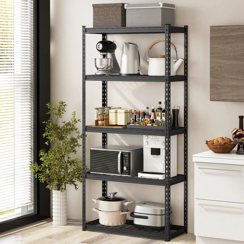 5-Tier Metal Shelving Unit with Anti-slip Foot Pad Height Adjustable Shelves for Garage-M by DirectDeals