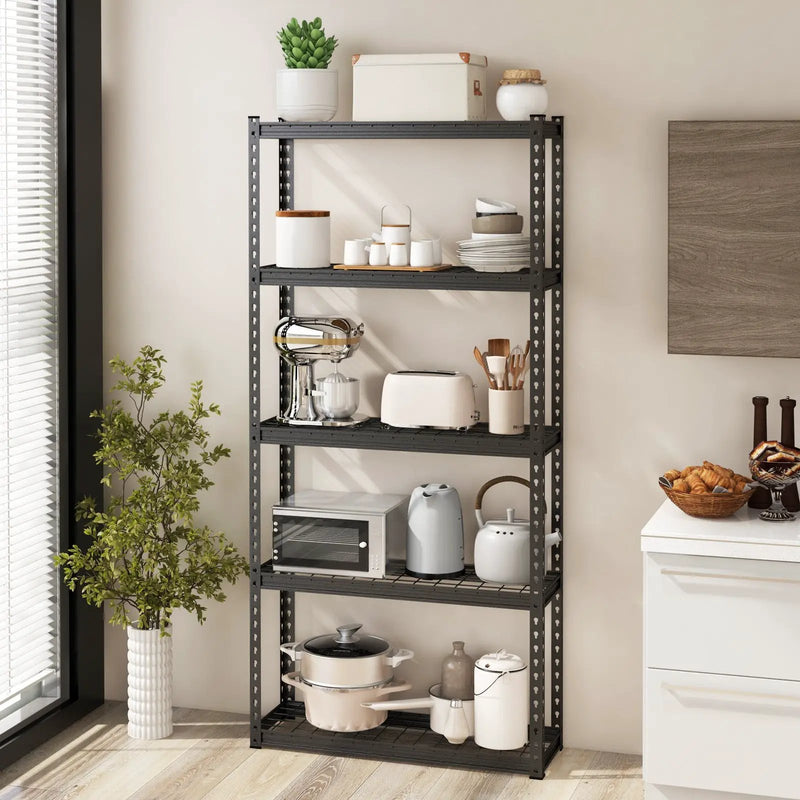 5-Tier Metal Shelving Unit with Anti-slip Foot Pad Height Adjustable Shelves for Garage-S by DirectDeals