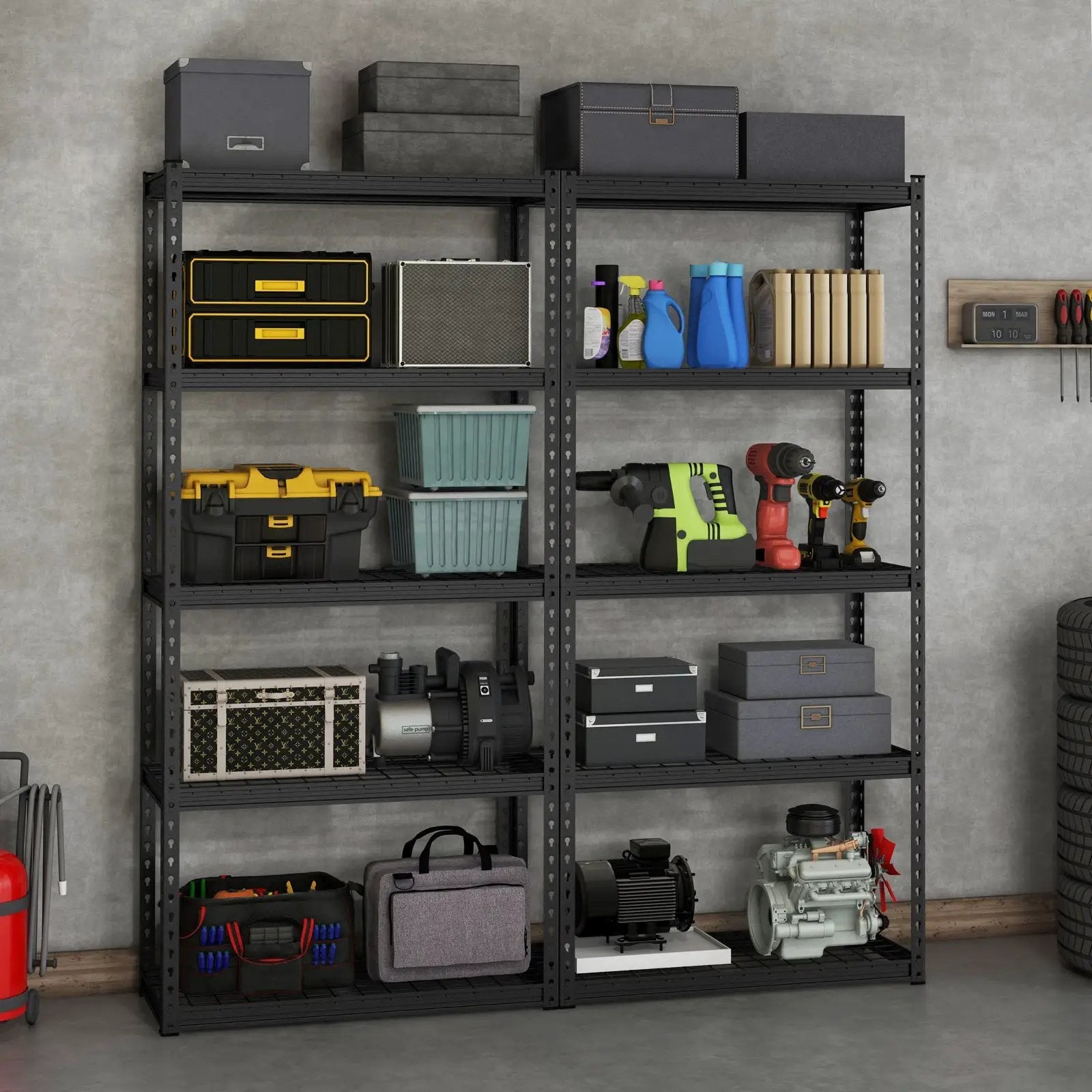 5-Tier Metal Shelving Unit with Anti-slip Foot Pad Height Adjustable Shelves for Garage-M by DirectDeals