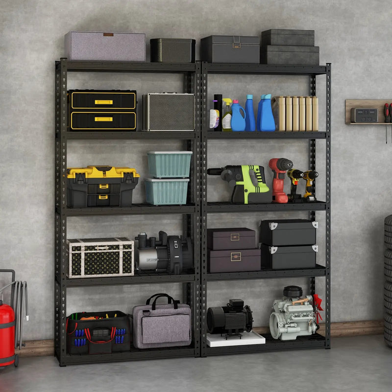 5-Tier Metal Shelving Unit with Anti-slip Foot Pad Height Adjustable Shelves for Garage-S by DirectDeals