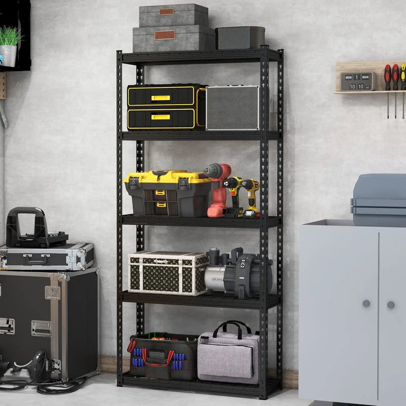 5-Tier Metal Shelving Unit with Anti-slip Foot Pad Height Adjustable Shelves for Garage-S by DirectDeals