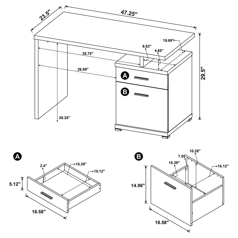 2 Drawer Reversible Office Desk With Modular Design by HouseOfZazla