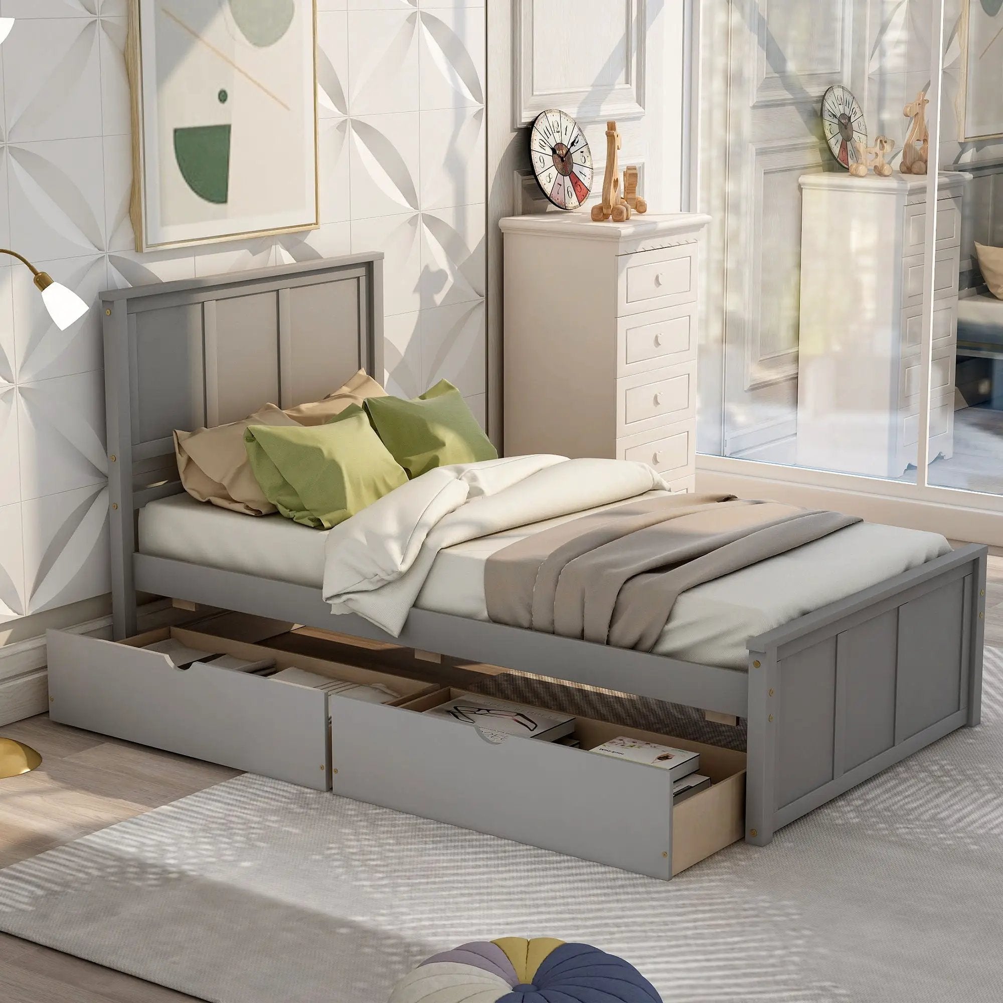 Platform Storage Bed With 2 Wheel Base Drawers by HouseOfZazla
