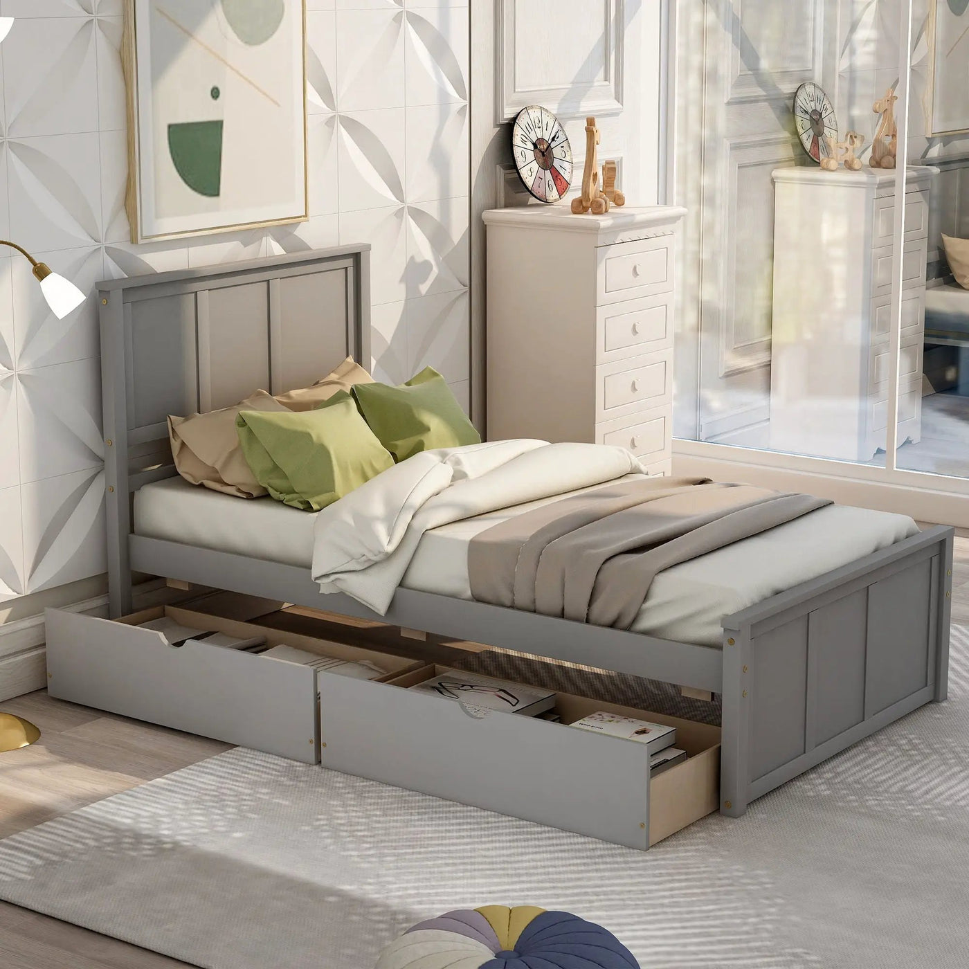 Platform Storage Bed With 2 Wheel Base Drawers by Unique Piece Furniture