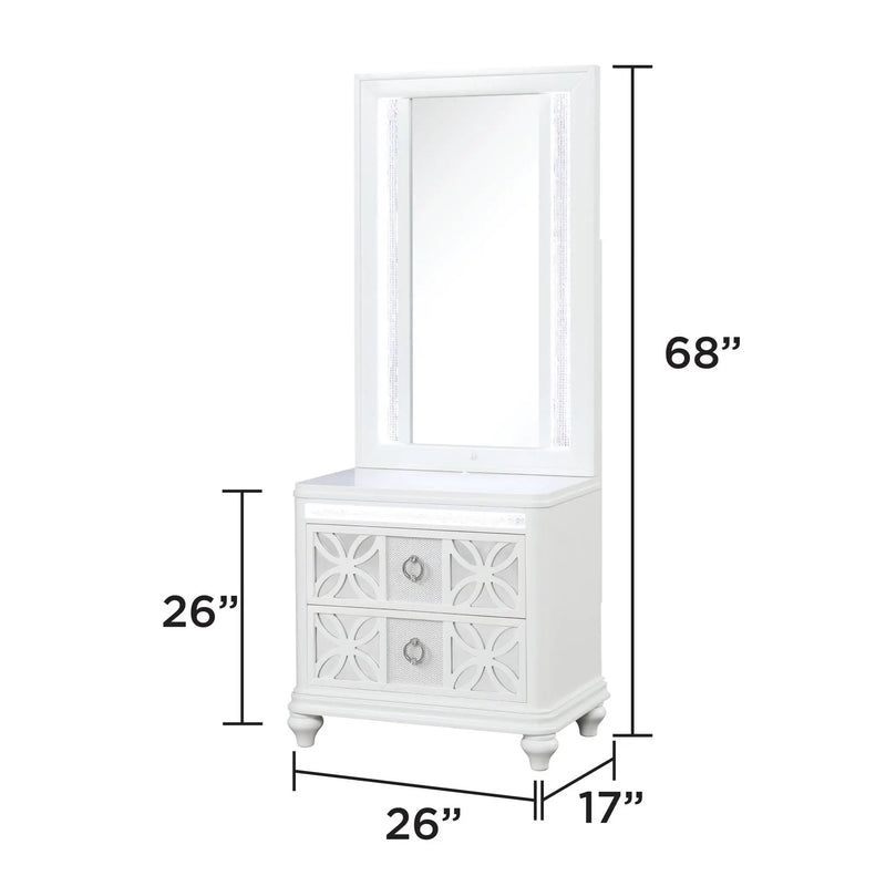 Abigale - Nightstand Top Mirror With LED Lighting (Only Mirror Top) - White by HouseOfZazla
