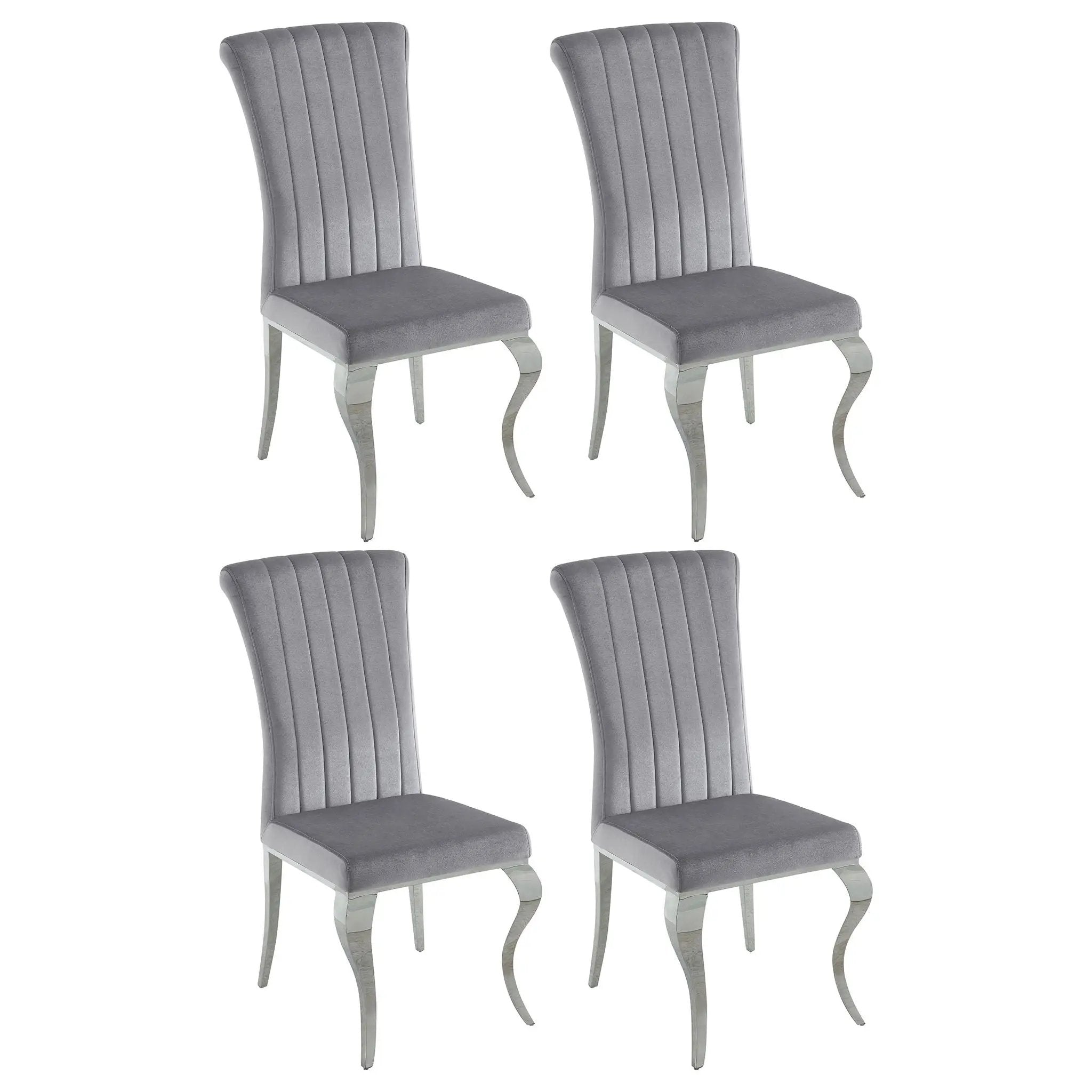 Betty Velvet Upholstered Dining Side Chair Grey (Set of 4) by Unique Piece Furniture