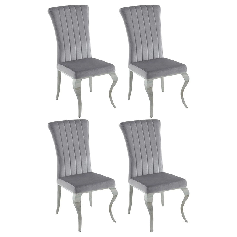 Betty Velvet Upholstered Dining Side Chair Grey (Set of 4) by Unique Piece Furniture