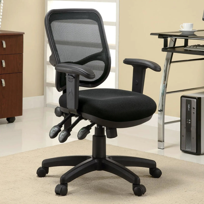 Swivel Office Chair Armrests Ergonomic Design, Adjustable Height And Tilt - Black by HouseOfZazla