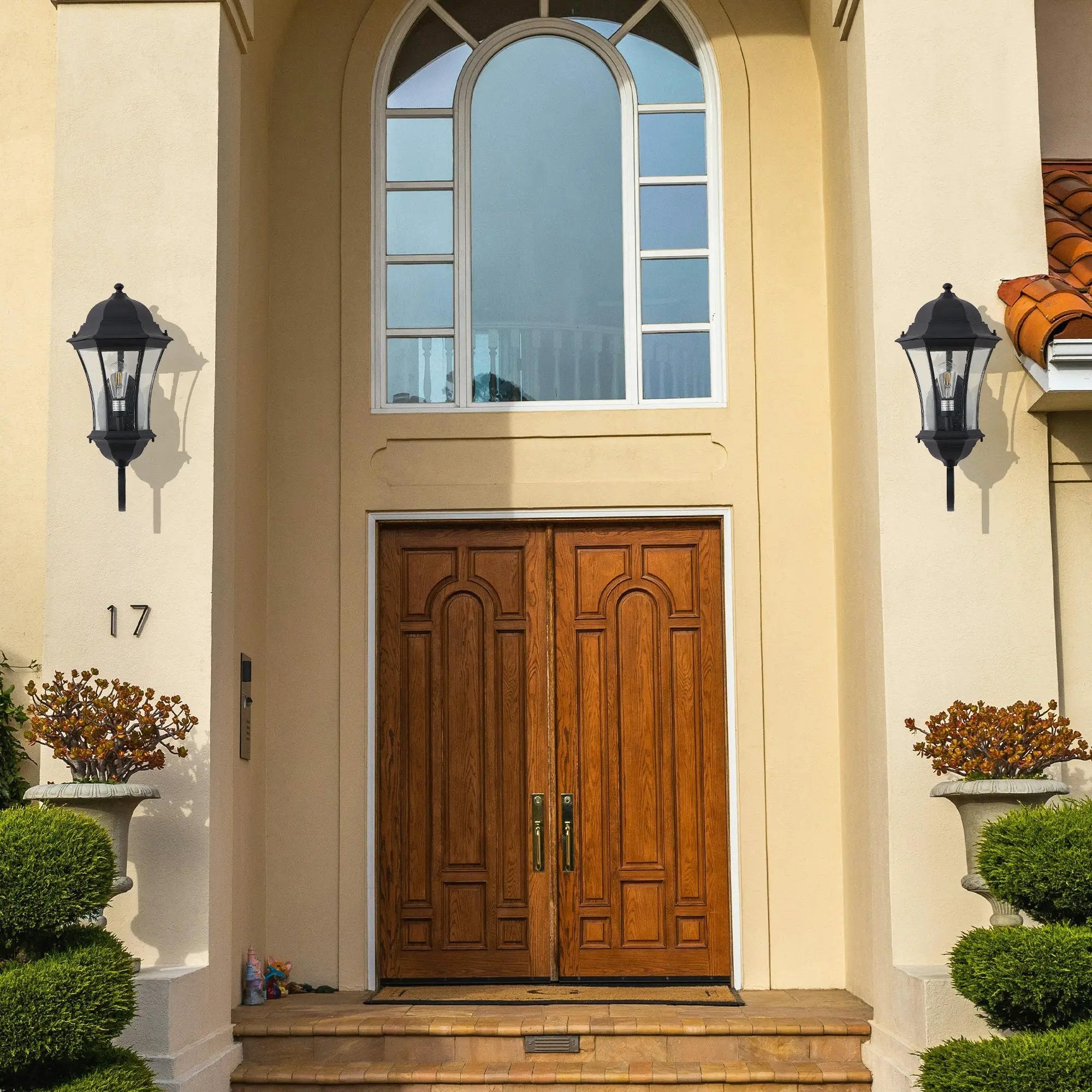 27" Outdoor Wall Lantern with Dusk to Dawn Sensor by HouseOfZazla