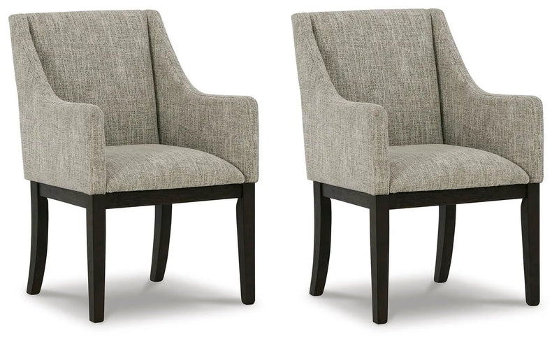 Burkhaus - Dining UPH Arm Chair (Set of 2) - Beige / Dark Brown by Unique Piece Furniture