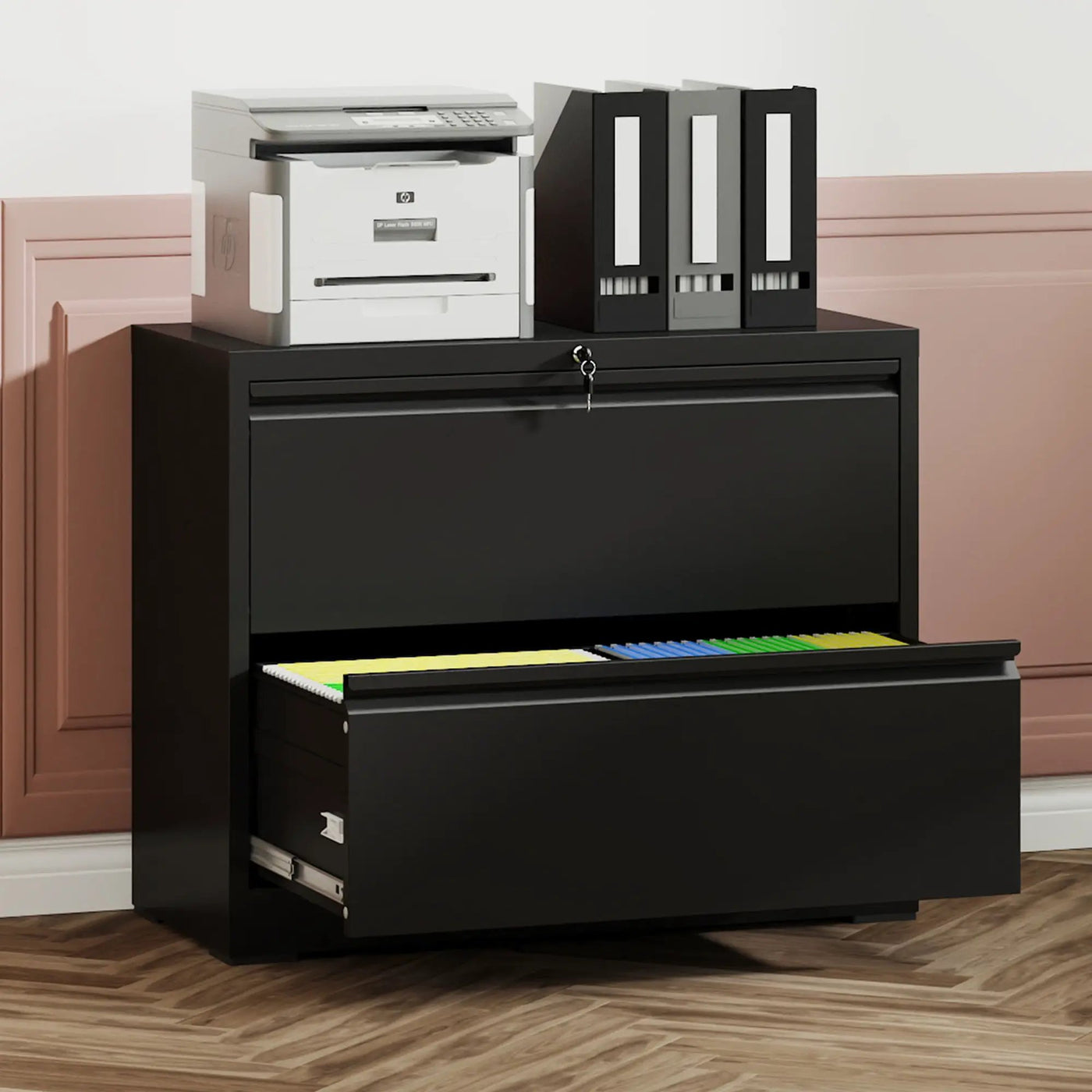 Lateral File Cabinet, Heavy Duty Filing Holds Letter/Legal/A4 Files by HouseOfZazla