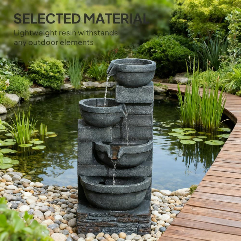 Garden Fountain, Tall Outdoor Waterfall with LED Lights by HouseOfZazla
