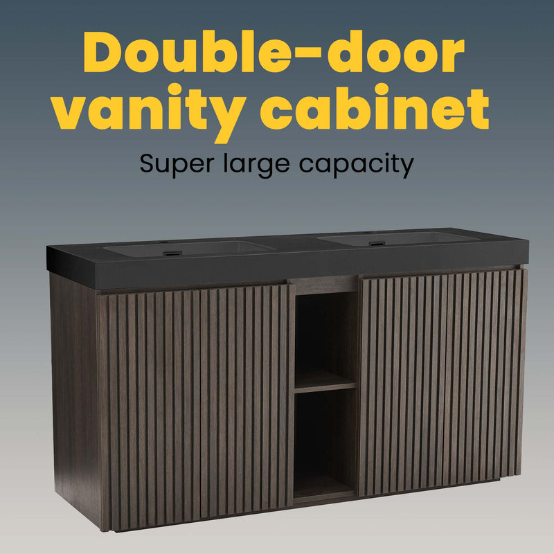 Galan 60" Smoked Oak Bathroom Vanity by HouseOfZazla
