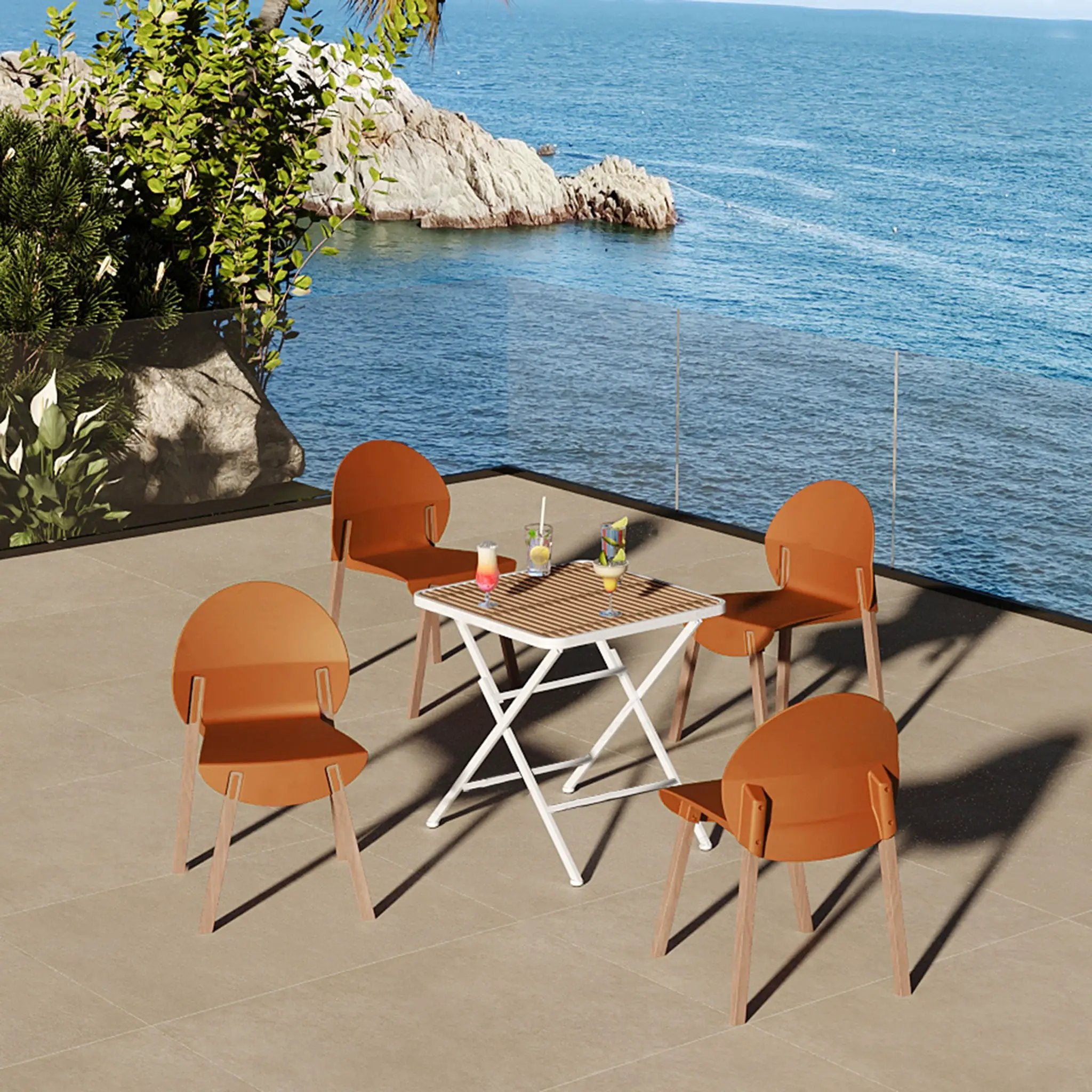 4 Piece Set Of Single Chairs With A Folding Square Table by Unique Piece Furniture