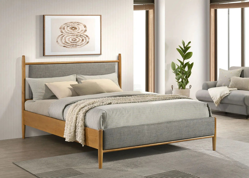 Mason 46-inch Queen Panel Platform Bed Grey and Light Brown by Unique Piece Furniture
