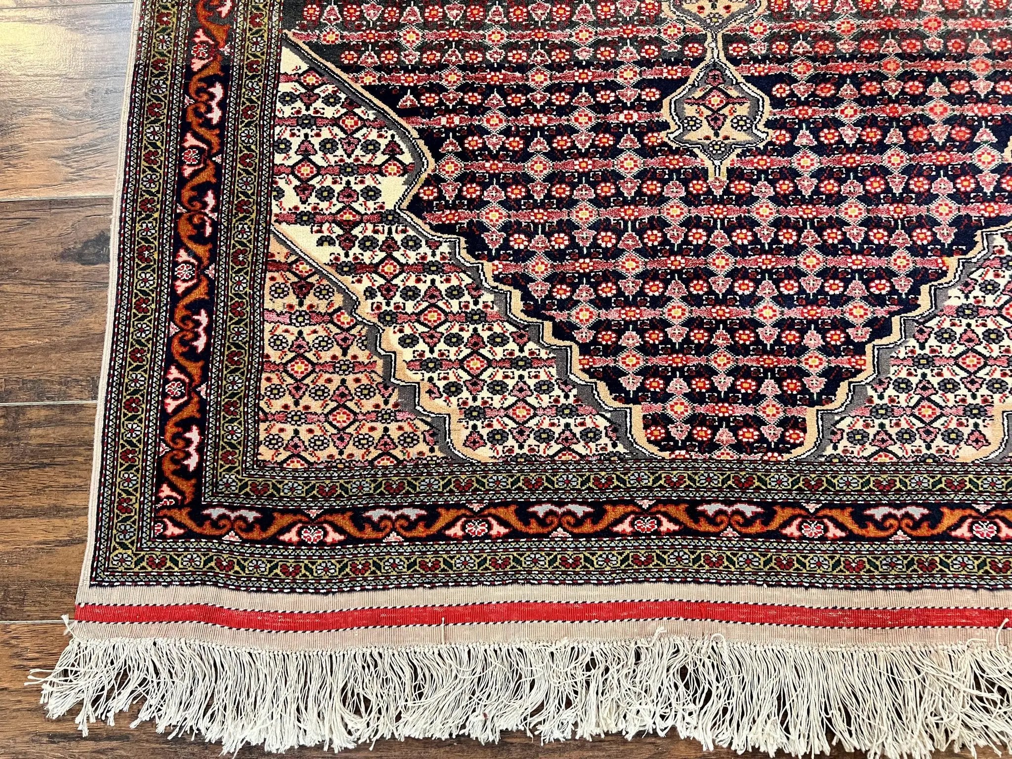 Afghan Rug 4x5, Wool with Silk Highlights, Very Fine Hand Knotted Vintage Oriental Carpet, Herati Pattern, Persian Rug, Bidjar Rug, 400 KPSI by Jewel Rugs