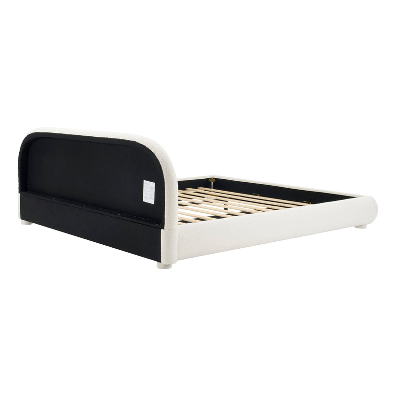 Cream Style Fabric Upholstered Bed, Simple Modern Bedroom King by HouseOfZazla