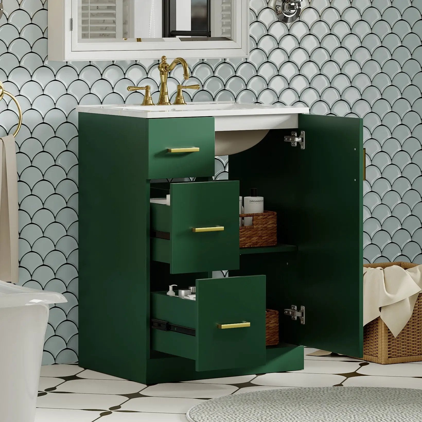 Bathroom Vanity With Under Mount Sink, 2 Drawers And Soft Closing Door