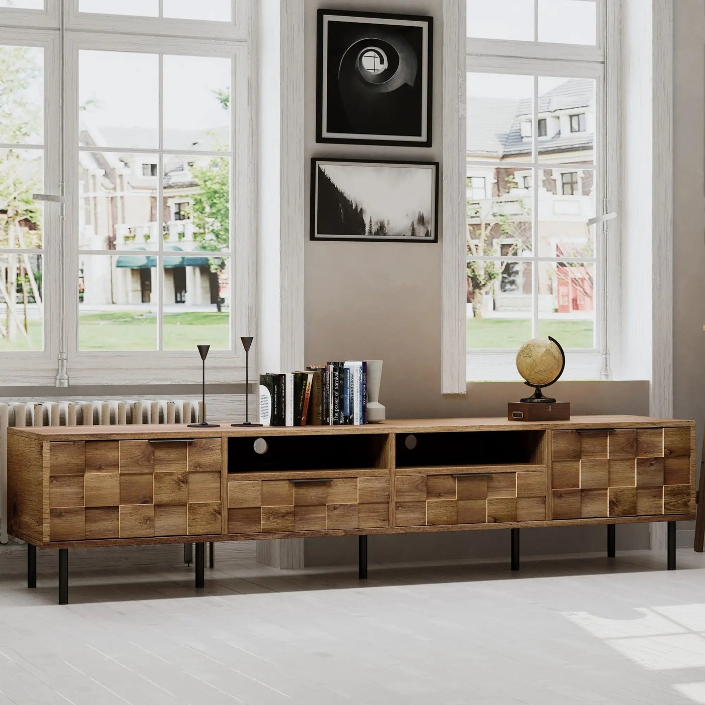 TV Stand With 2 Drawers, Media Console Table, Storage Cabinet With Cable Management by Unique Piece Furniture