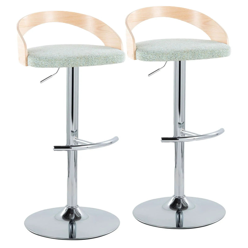 Grotto - Contemporary Adjustable Barstool, Swivel With Rounded T Footrest (Set of 2) by Unique Piece Furniture
