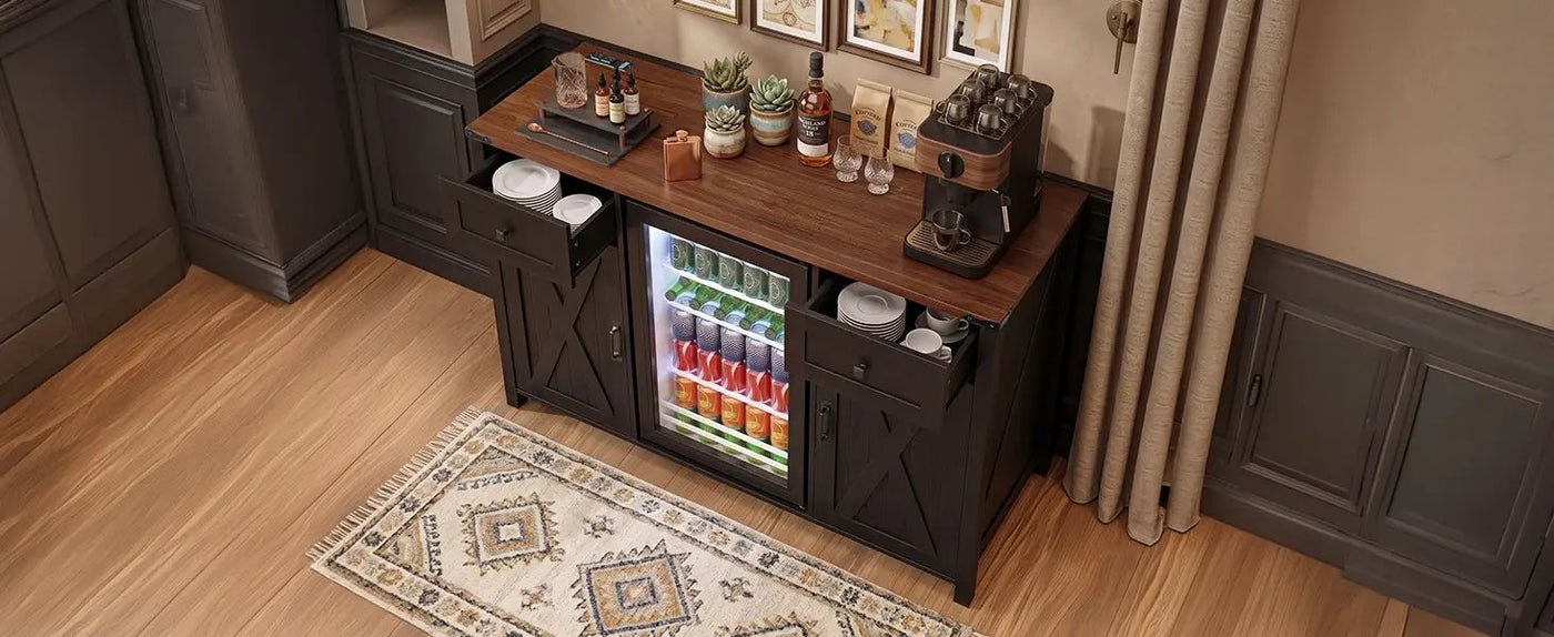 K&K 53.2" Farmhouse Fridge Cabinet with Power Outlet by HouseOfZazla