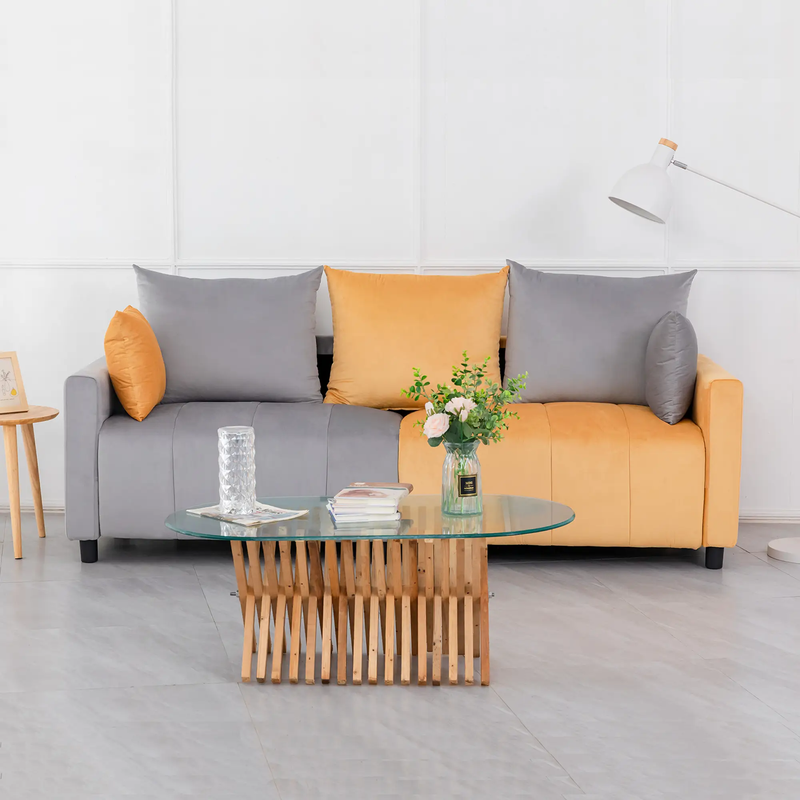 Velvet Modern 2-Seater Sofa, Light by HouseOfZazla