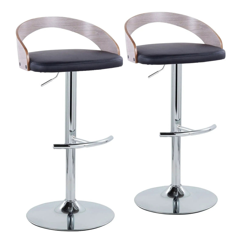 Grotto - Contemporary, Adjustable Barstool With Swivel With Rounded T Footrest (Set of 2) by Unique Piece Furniture