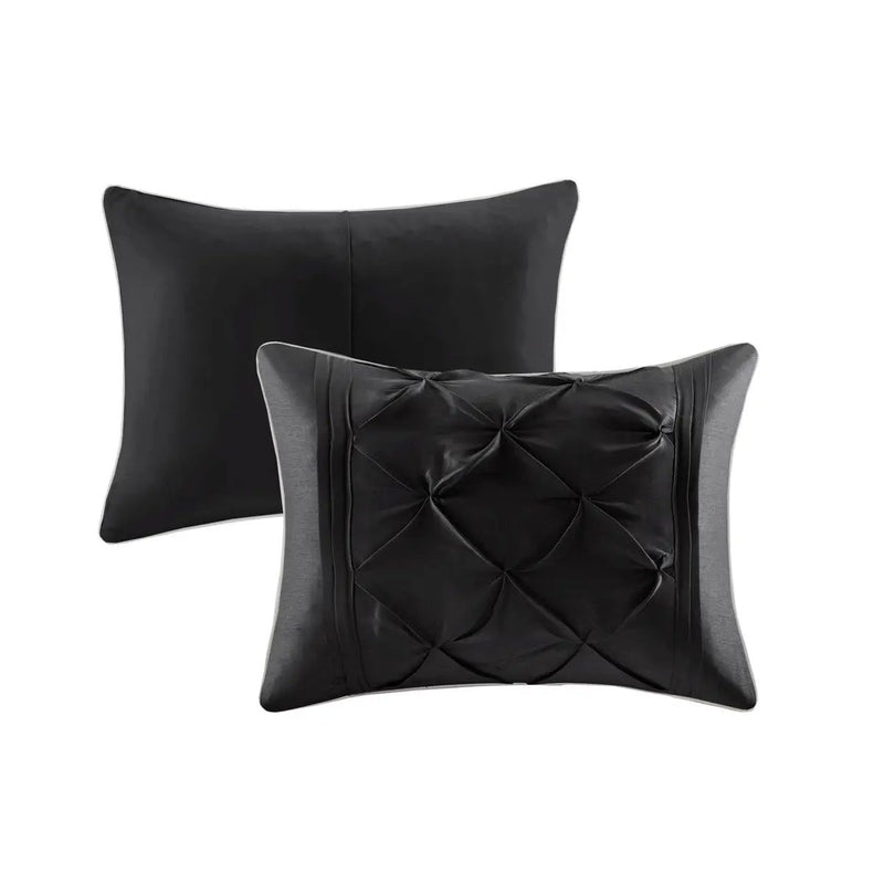 7 Piece Tufted Comforter Set Black Queen by HouseOfZazla