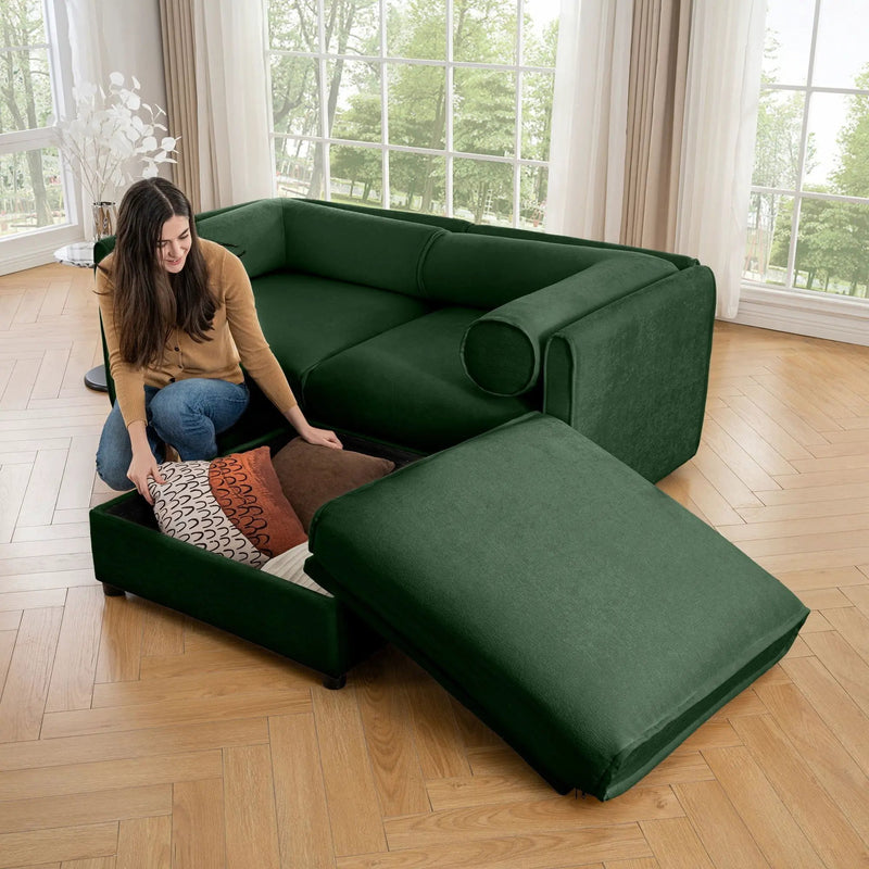 Contemporary Elegant Sofa With Storage And Ottoman by HouseOfZazla