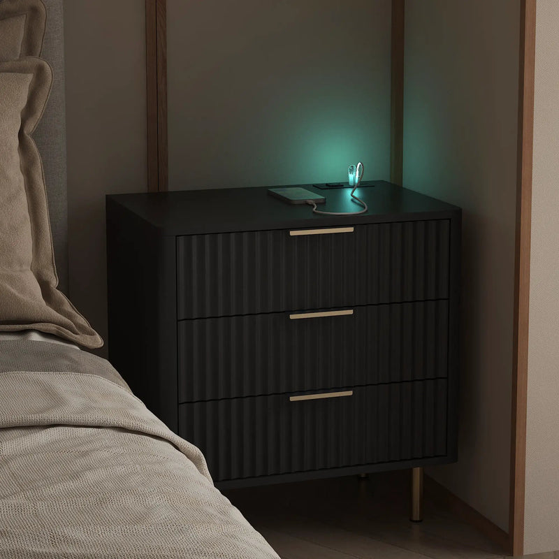 Nightstand with Charging Station and Night Light by HouseOfZazla