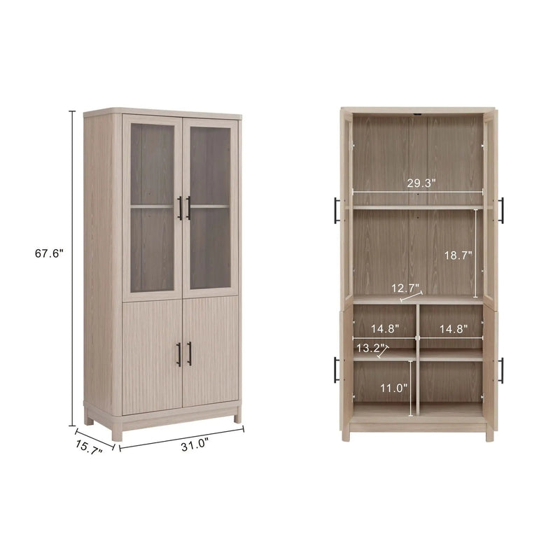 Jodie - Bookcase Cabinet With 6 Adjustable Shelves - Oak by HouseOfZazla