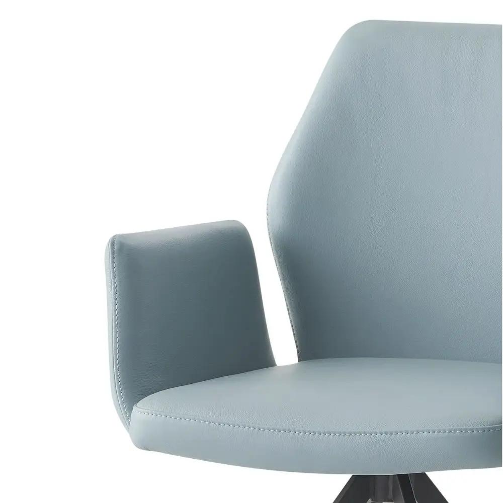Segismunda - Arm Chair With Swivel - Light Blue Leather & Black by Unique Piece Furniture