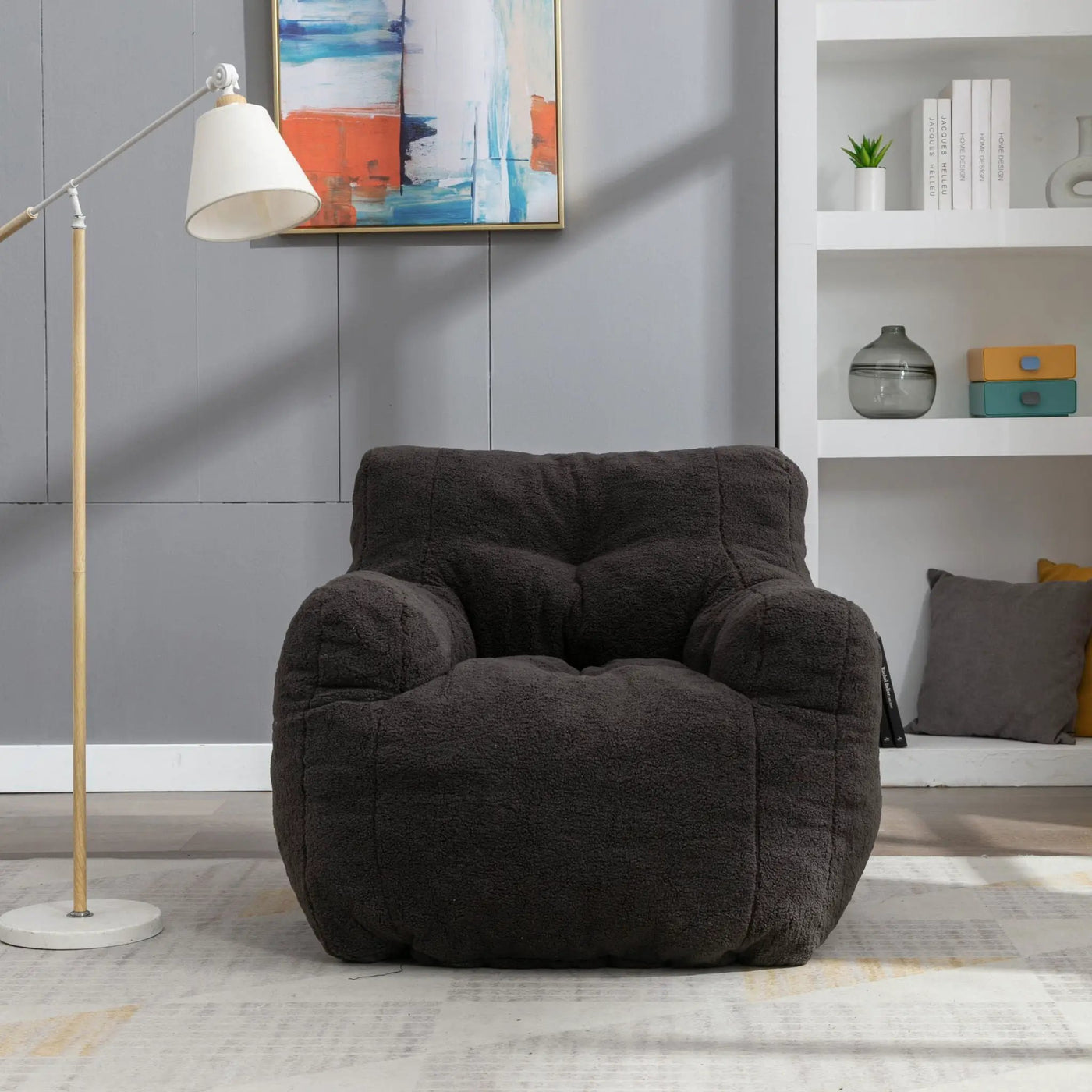 Soft Teddy Fabric Tufted Foam Bean Bag Chair With Teddy Fabric by HouseOfZazla
