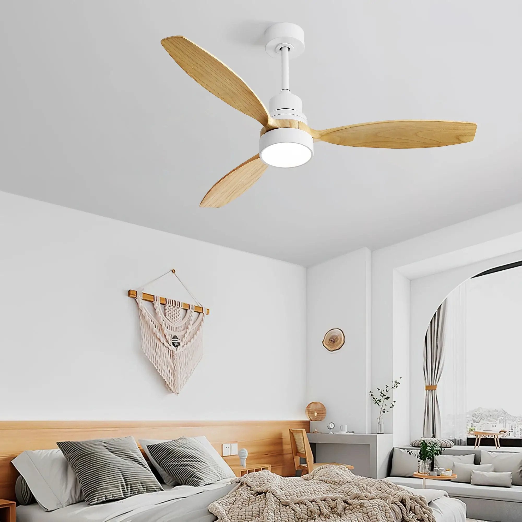 Indoor Ceiling Fan With Dimmable LED Light, 6 Speed Remote ControlLED DC Motor, Reversible Blades by Unique Piece Furniture