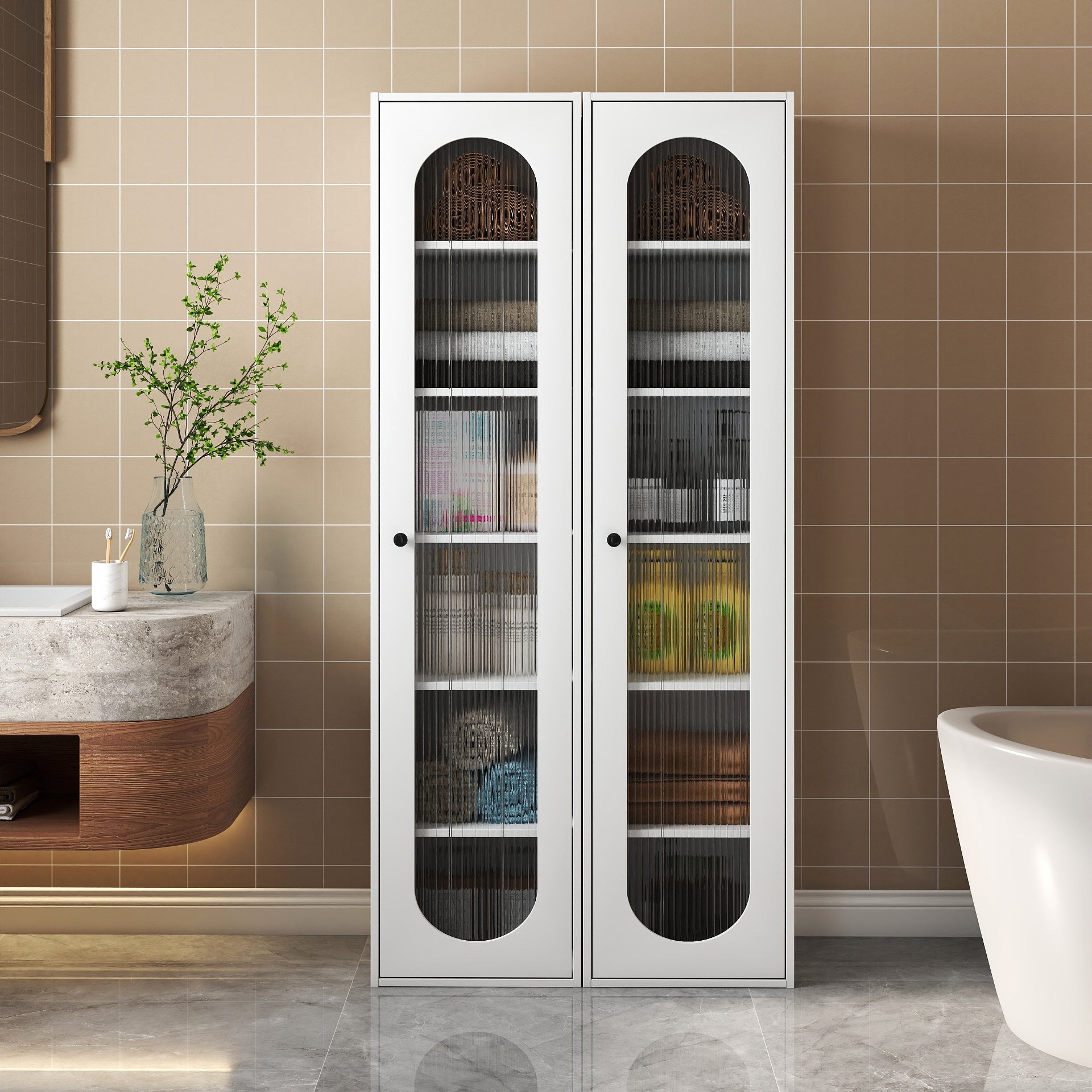 Tall Display Cabinet & Bookshelf with Glass Door by HouseOfZazla
