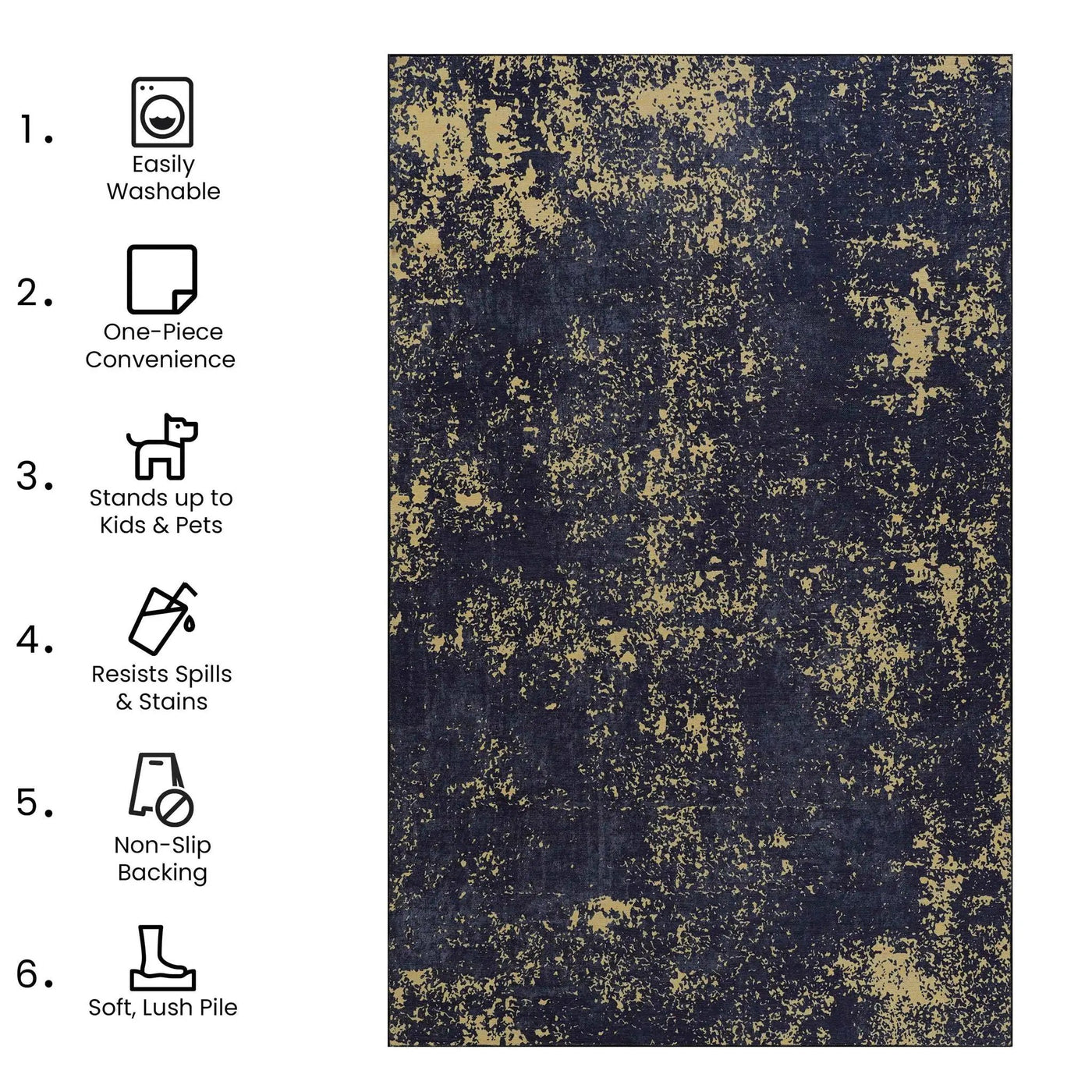 Maval - Machine Washable Area Rug by HouseOfZazla