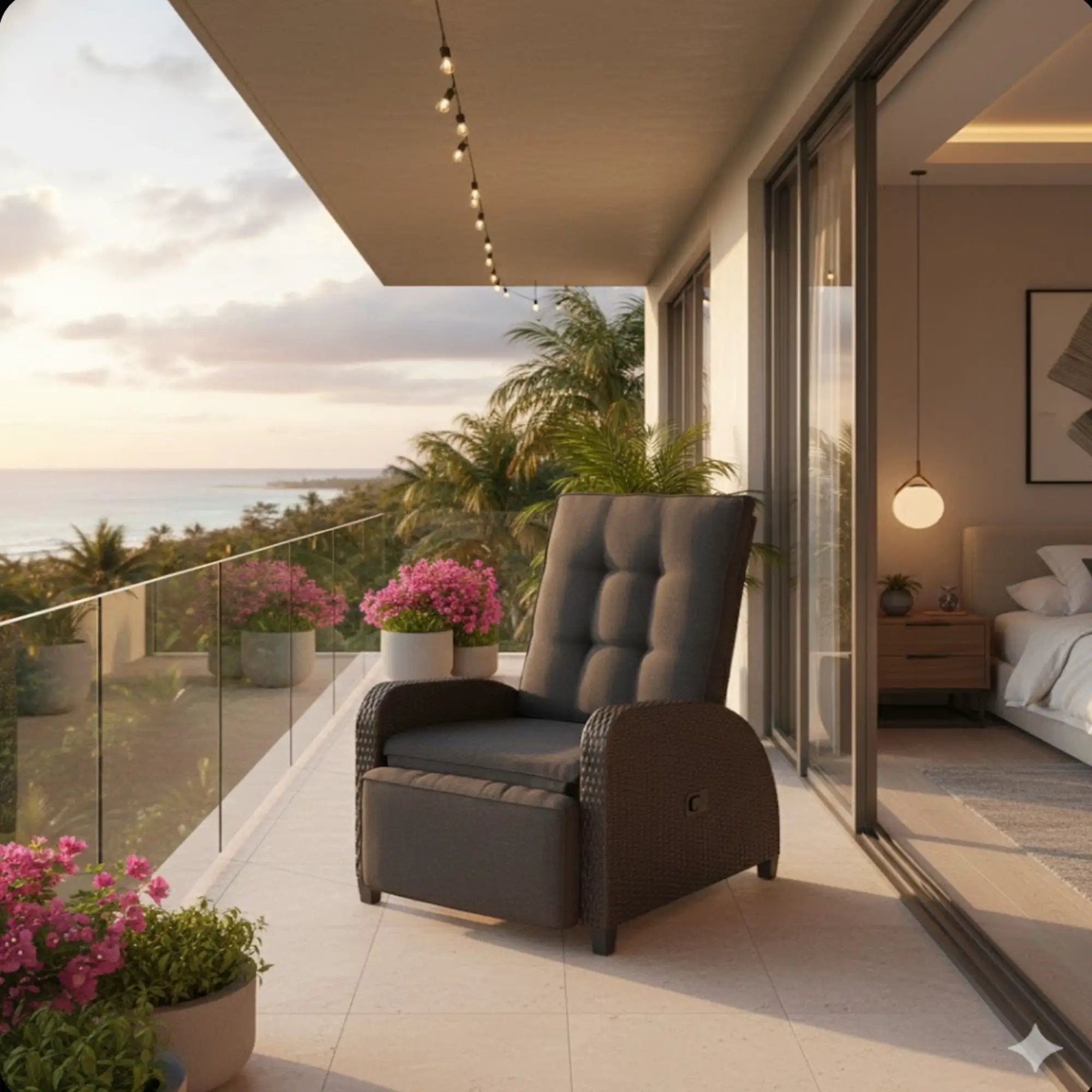 Adjustable Outdoor Lounge Chair, Plush Cushions & Extendable Footrest - Gray by HouseOfZazla